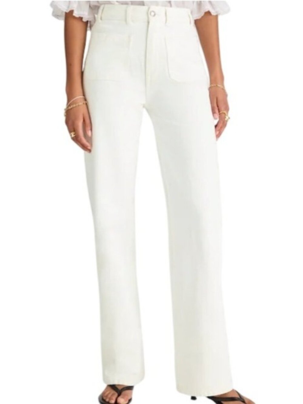 Madewell The Cleo Straight Jean~Size 26~White High Rise Patch Pocket NWT L5 25